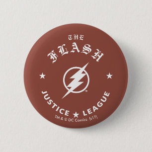 Justice League   Het Flash Retro Lightning Embleem Ronde Button 5,7 Cm
