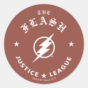 Justice League   Het Flash Retro Lightning Embleem Ronde Sticker