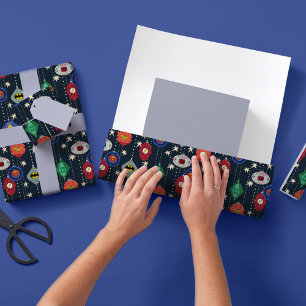 Justice League Holiday Bauble Pattern Inpakpapier Vel