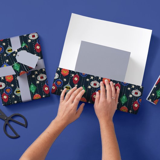 Justice League Holiday Bauble Pattern Inpakpapier Vel