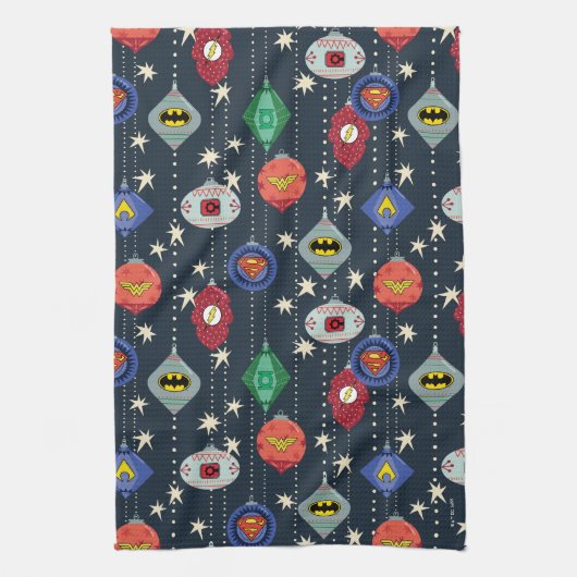 Justice League Holiday Bauble Pattern Theedoek (Verticaal)