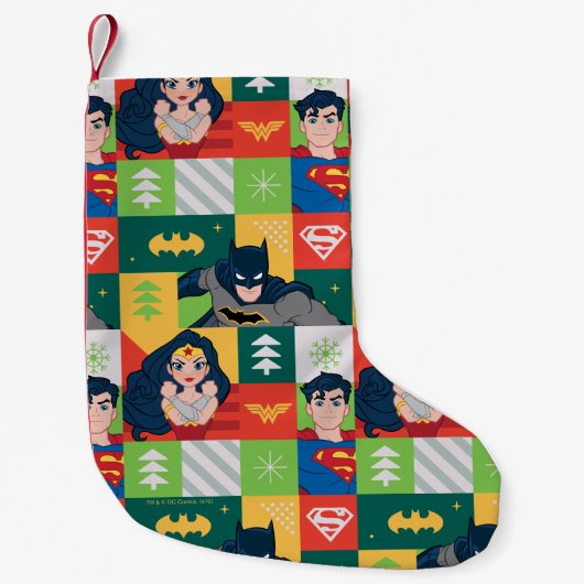Justice League Holiday Collage Kleine Kerstsok (Voorkant)