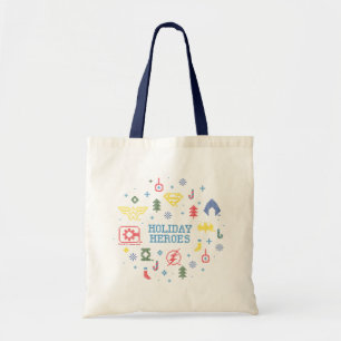 Justice League "Holiday Heroes" Faux Cross-Stitch Tote Bag