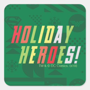 Justice League Holiday Heroes Graphic Vierkante Sticker