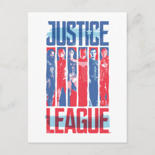 Justice League   Kunst met blauwe en rode Pop Briefkaart