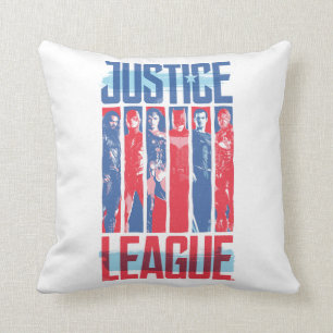 Justice League   Kunst met blauwe en rode Pop Kussen