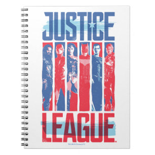 Justice League Kunst met blauwe en rode Pop Notitieboek