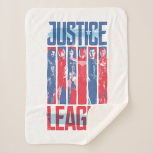Justice League Kunst met blauwe en rode Pop Sherpa Deken