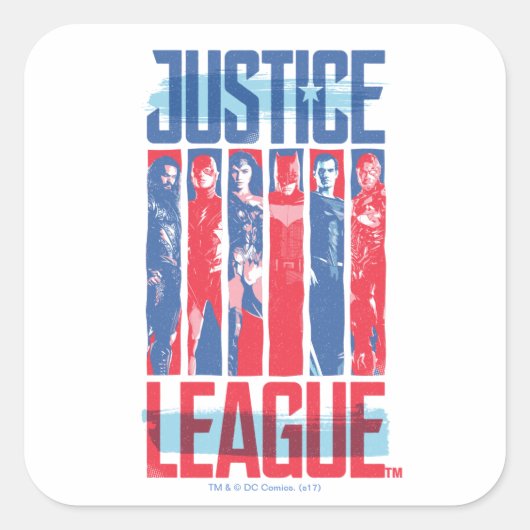 Justice League | Kunst met blauwe en rode Pop Vierkante Sticker (Voorkant)