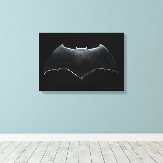 Justice League | Metallic Batman-symbool Canvas Afdruk (Insitu (Houten vloer))