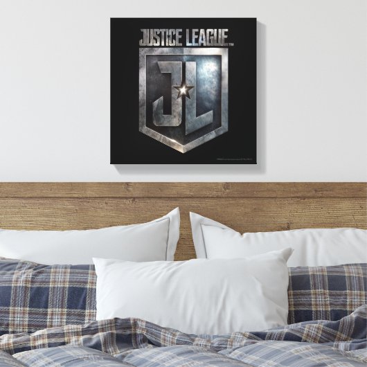 Justice League | Metallic JL Shield Canvas Afdruk (Insitu (Slaapkamer))
