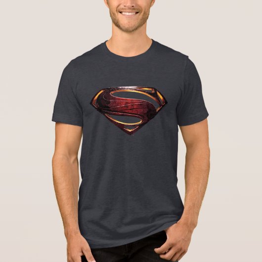Justice League | Metallic Superman-symbool Tri-Blend Shirt (Voorkant)