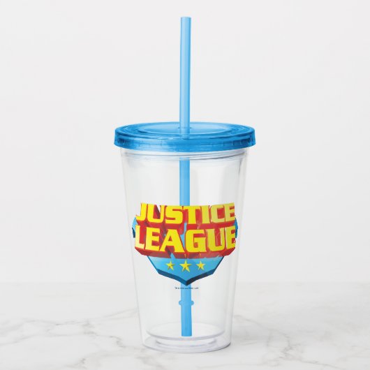 Justice League Name and Shield Logo Acryl Drinkbeker (Voorkant)