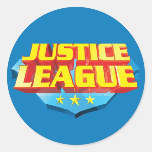 Justice League Name and Shield Logo Ronde Sticker (Voorkant)