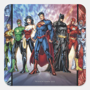 Justice League   Nieuwe 52 leden van de Rechtspleg Vierkante Sticker