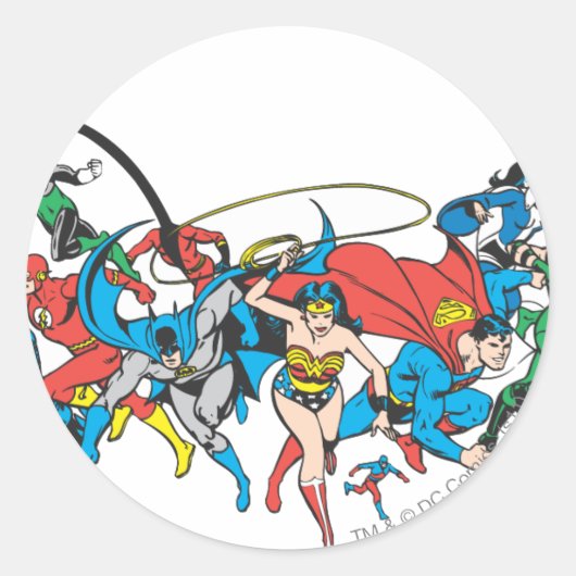 Justice League of America Group 2 Ronde Sticker (Voorkant)