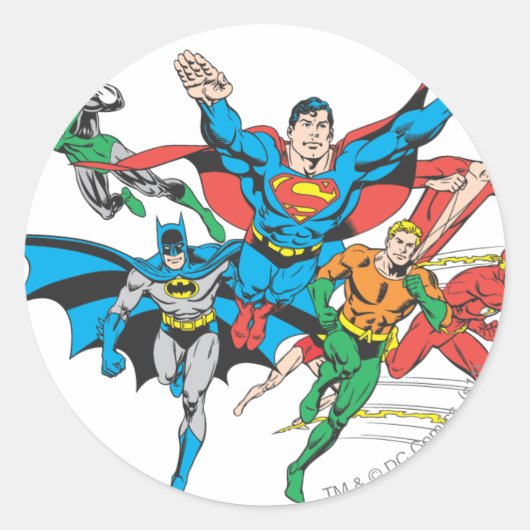 Justice League of America Group 4 Ronde Sticker (Voorkant)