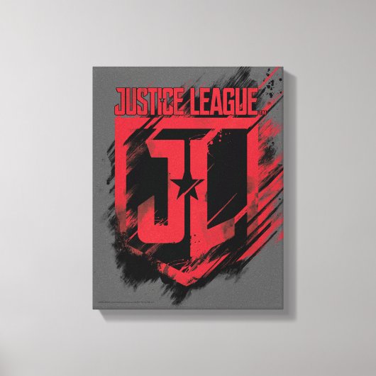 Justice League | Penseelverf JL-schild Canvas Afdruk (Voorkant)