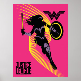 Justice League Pictogram Wonder Woman Silhouette Poster