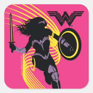 Justice League   Pictogram Wonder Woman Silhouette Vierkante Sticker