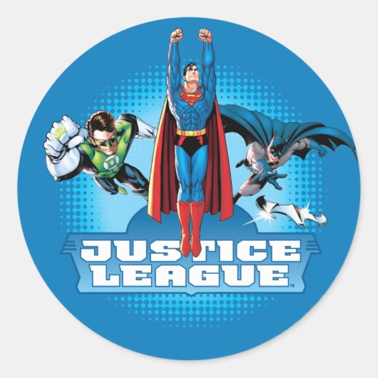 Justice League Power Trio Ronde Sticker (Voorkant)