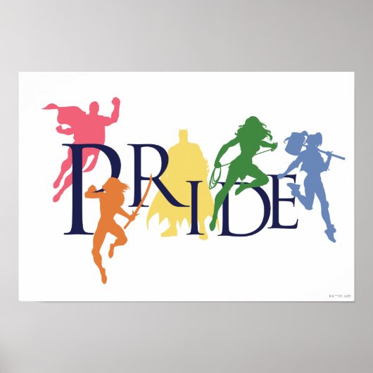Justice League Pride Character Silhouettes Poster (Voorkant)