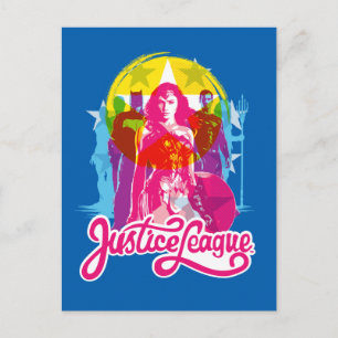 Justice League   Retrogroep en Logo Pop Briefkaart