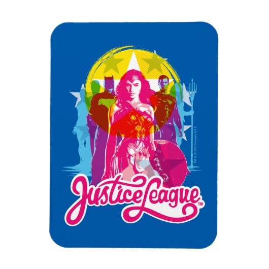 Justice League | Retrogroep en Logo Pop Magneet (Verticaal)