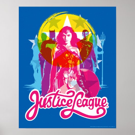 Justice League | Retrogroep en Logo Pop Poster (Voorkant)