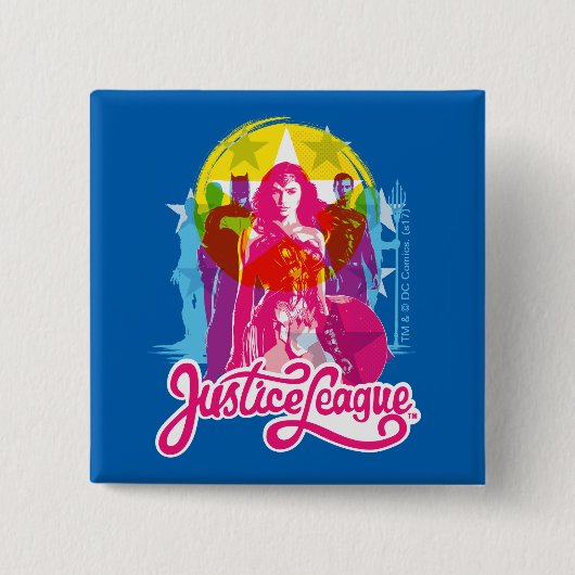 Justice League | Retrogroep en Logo Pop Vierkante Button 5,1 Cm (Voorkant)