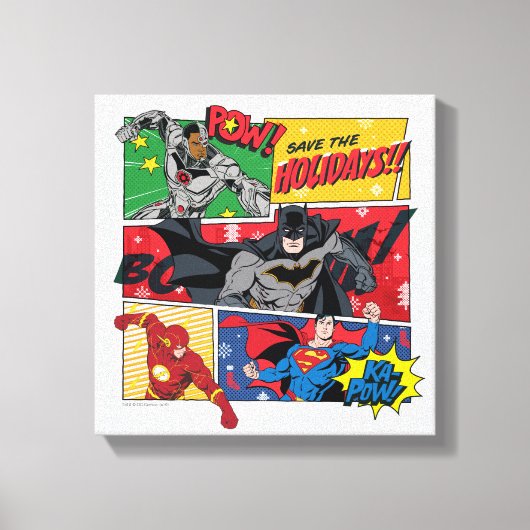Justice League "Save the Feestdagen!" Canvas Afdruk (Voorkant)