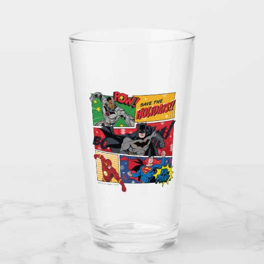 Justice League "Save the Feestdagen!" Glas (Voorkant)