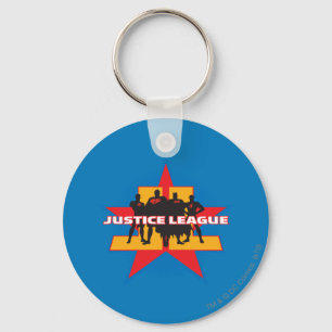 Justice League Silhouettes en Star Background Sleutelhanger