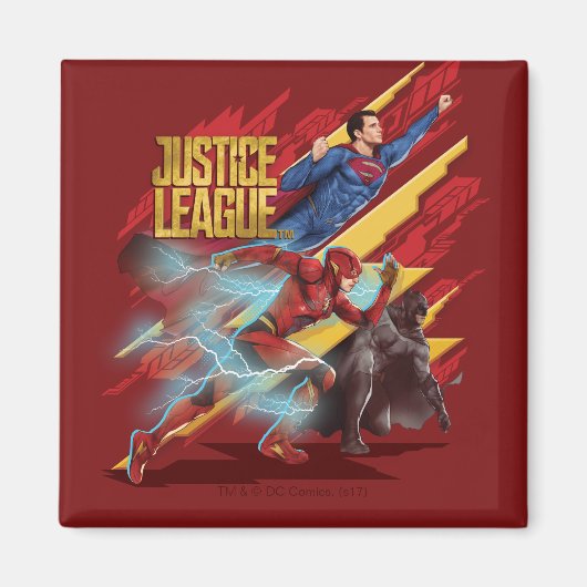 Justice League | Superman, Flash en Batman Badge Magneet (Voorkant)