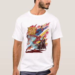 Justice League   Superman, Flash en Batman Badge T-shirt