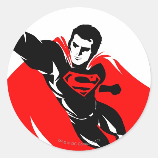 Justice League | Superman Flying Noir Pop Art Ronde Sticker (Voorkant)