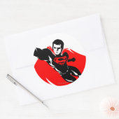 Justice League | Superman Flying Noir Pop Art Ronde Sticker (Envelop)