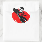 Justice League | Superman Flying Noir Pop Art Ronde Sticker (Tas)
