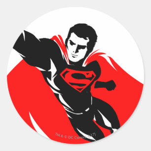 Justice League Superman Flying Noir Pop Art Ronde Sticker