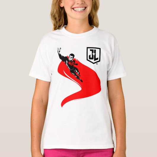 Justice League | Superman Flying Noir Pop Art T-shirt (Voorkant)
