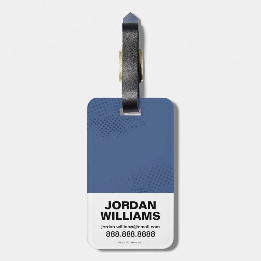 Justice League | Symbool Brussel en Halftone Cybor Bagagelabel (Achterkant verticaal)