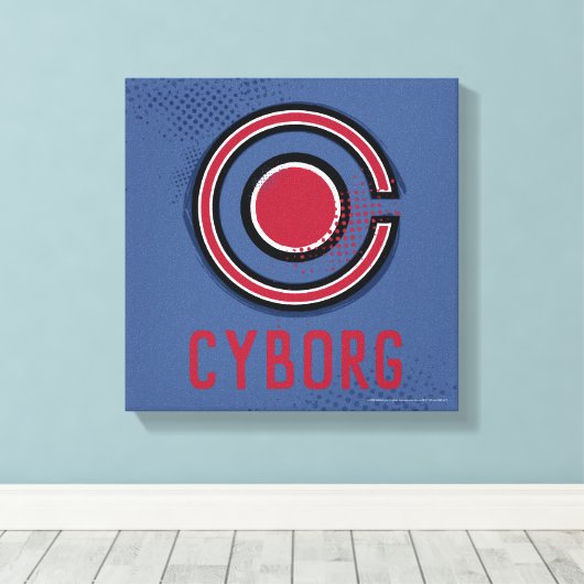 Justice League | Symbool Brussel en Halftone Cybor Canvas Afdruk (Insitu (Houten vloer))