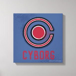 Justice League   Symbool Brussel en Halftone Cybor Canvas Afdruk