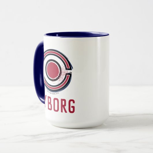 Justice League | Symbool Brussel en Halftone Cybor Mok (Voorkant links)