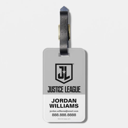Justice League | Symbool Brussel & Halftone Batman Bagagelabel (Achterkant verticaal)