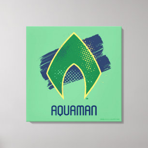 Justice League Symbool voor penseel en halftoon Canvas Afdruk