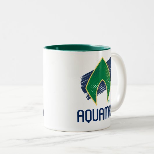 Justice League | Symbool voor penseel en halftoon Tweekleurige Koffiemok (Voorkant rechts)