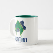 Justice League | Symbool voor penseel en halftoon Tweekleurige Koffiemok (Voorkant links)