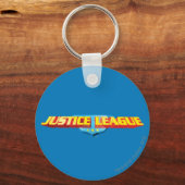 Justice League Thin Name en Shield Logo Sleutelhanger (Voorkant)