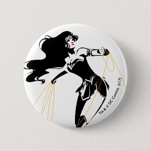 Justice League   Wonder-vrouw met Pop-lak Ronde Button 5,7 Cm